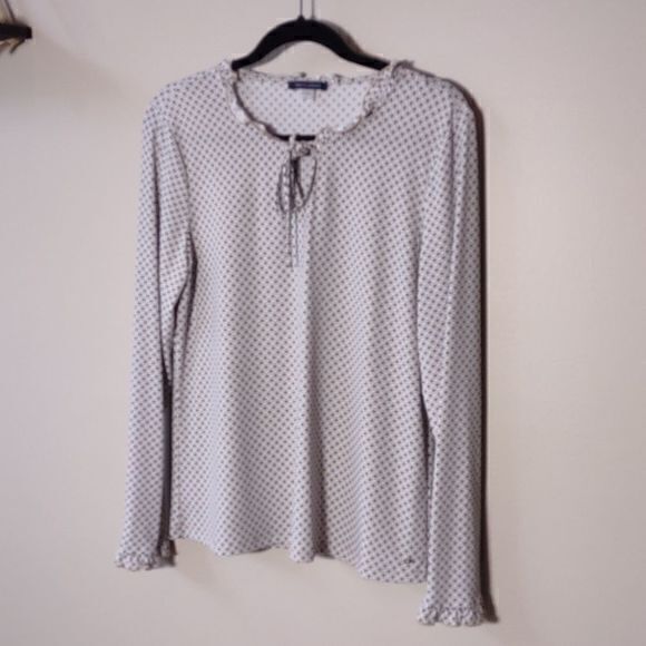 Tommy Hilfiger‎ Neutral Print Long Sleeve Blouse Sz L - Picture 2 of 11